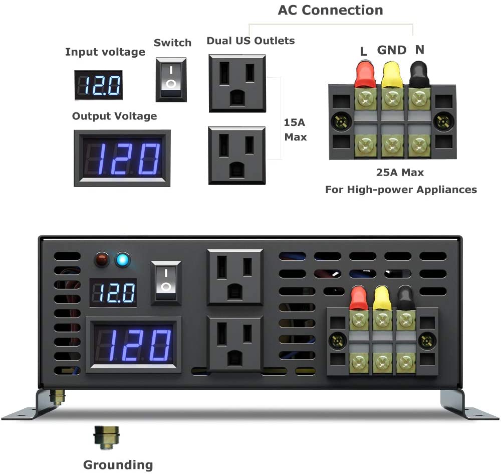 Pure Sine Wave Inverter 3000W  - Inverter Pure Sine Wave 60Hz 120V 3000W ulasan dan harga